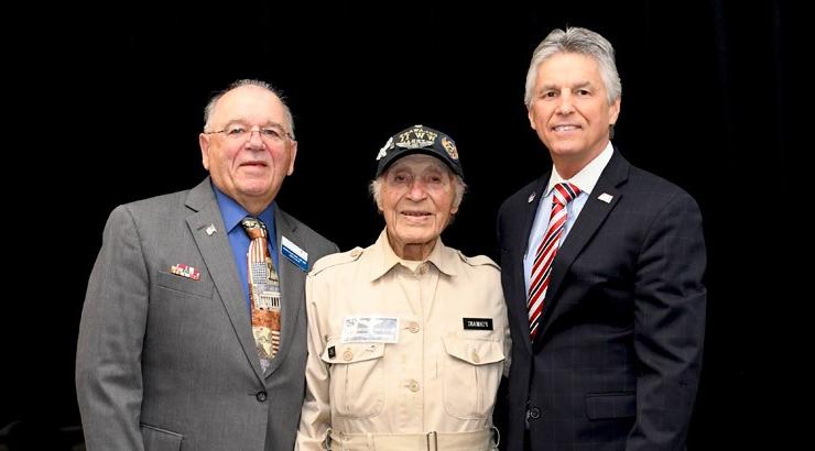 Delaware Tech President Dr. Mark T. Brainard, Ray Firmani, and Delaware Tech Veterans Advocacy Specialist Maj. Gen. Francis D. Vavala.